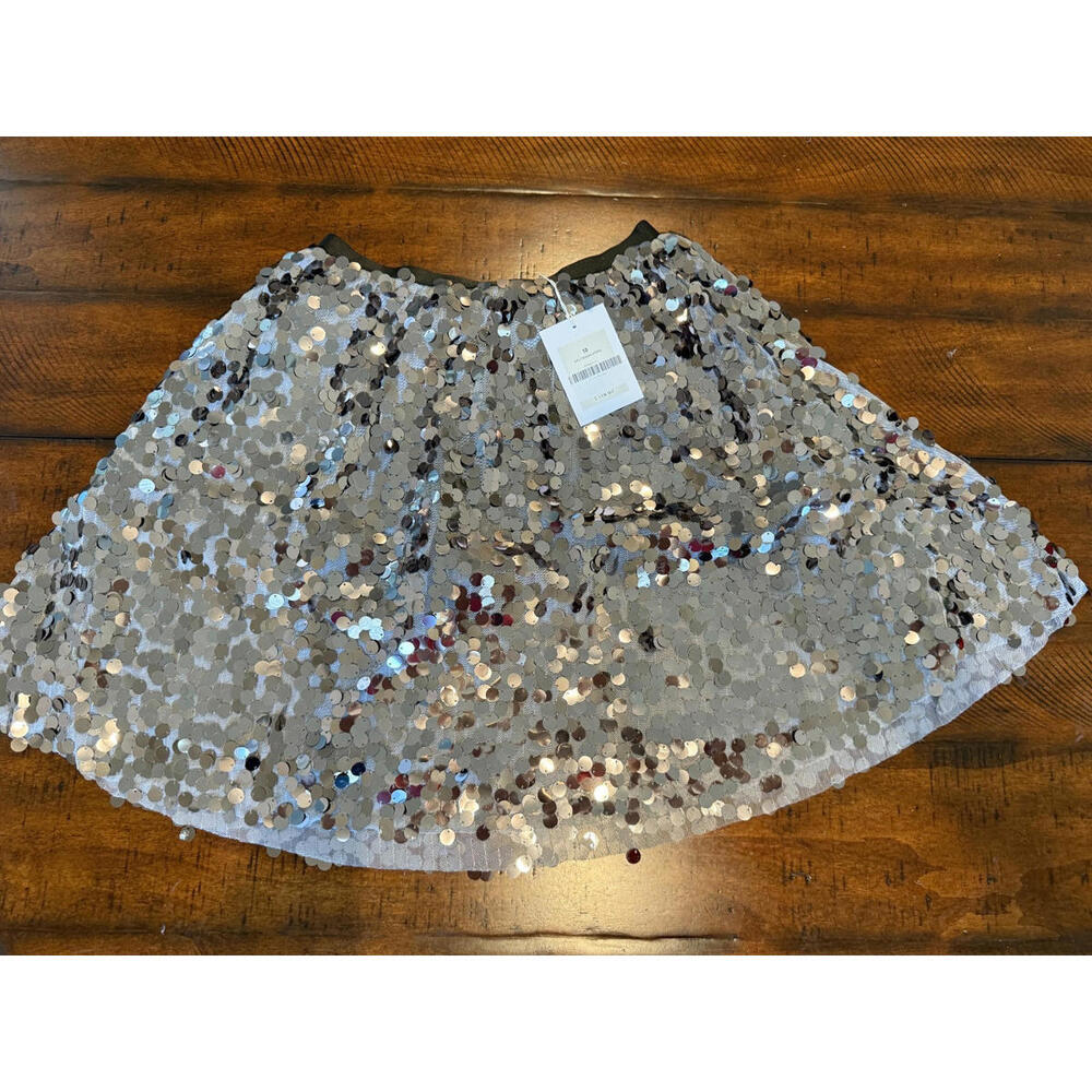 Rachel Parcell - Girls Sequin Pull On Skirt - Silver, Size 10